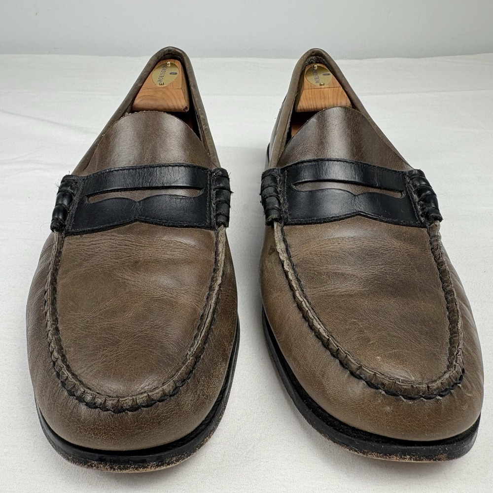 GH Bass & Co Weejuns "Leo" Penny Loafers 11.5D Gray/Black Handcrafted Leather - Picture 6 of 16